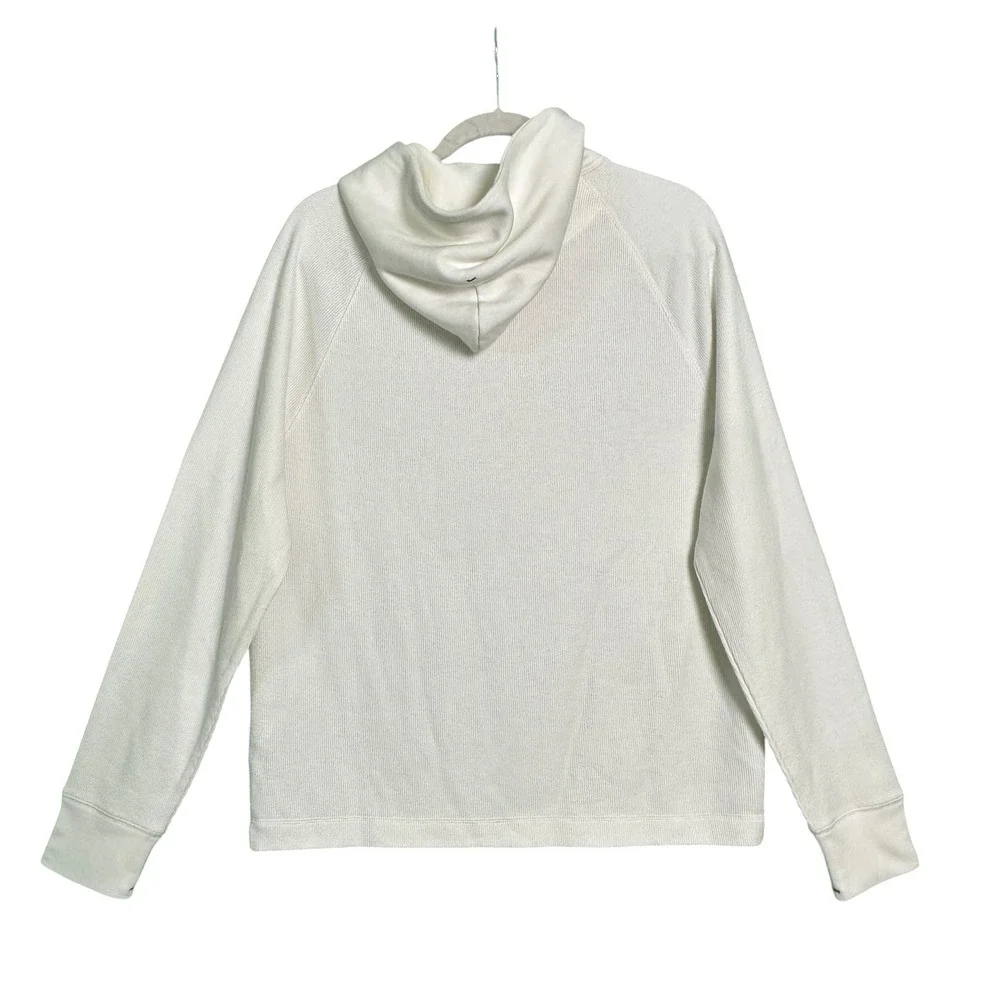 Banana Republic Hoodie Pullover Brushed Waffle Knit M Cotton Blend Thermal Cream